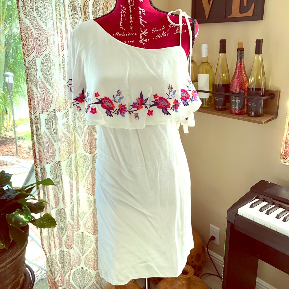 Miami one shoulder embroidered dress